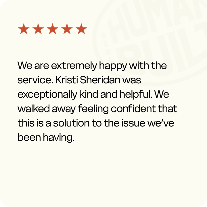 We are extremely happy with the service. Kristi Sheridan was exceptionally kind and helpful. We walked away feeling confident that this is a solution to the issue we’ve been having.