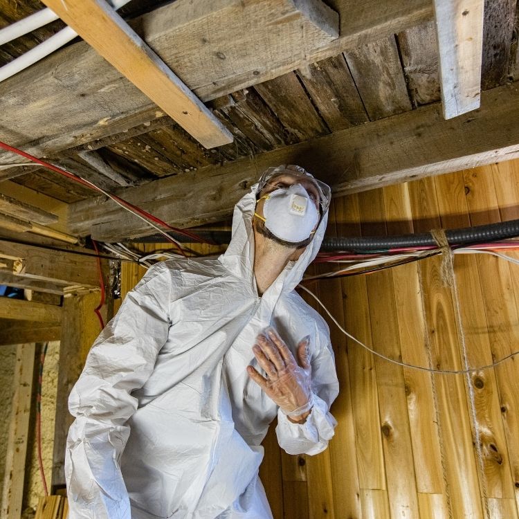 Restoration professional working on site