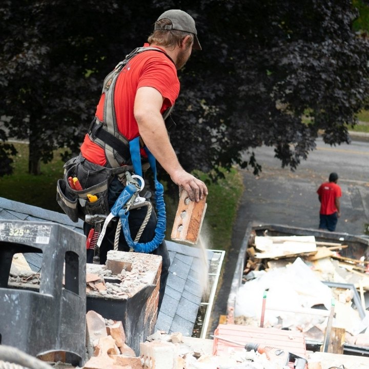 Roofing professional image while working